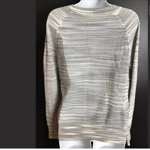 Anthropologie MOTH Sweater Gray White Marled Knit VNeck Pullover Classic Staple - Picture 7 of 8